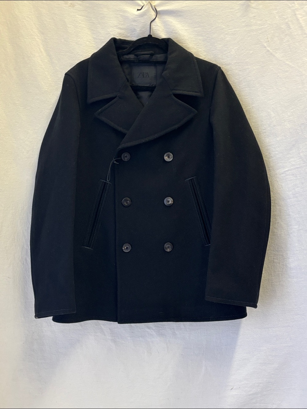 Zara Wool Blend Double Breasted Pea Coat